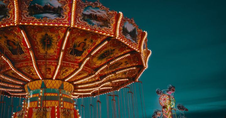 Carnival Rides - Brown and Red Lighted Carousel