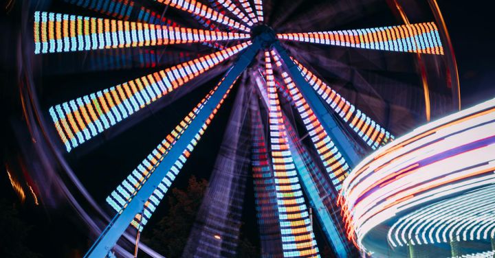 Carnival Rides - Lit Ferris Wheel at Night